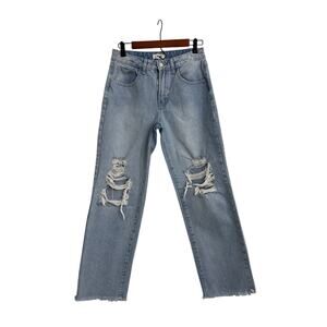 JBD Just Black Denim Este Wide Leg Distressed Blue Jeans Size Women's 26